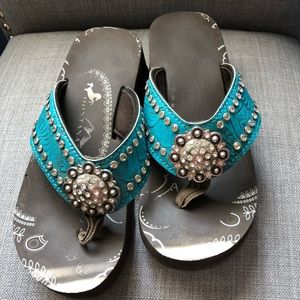Turquoise Montana West Flip Flops
